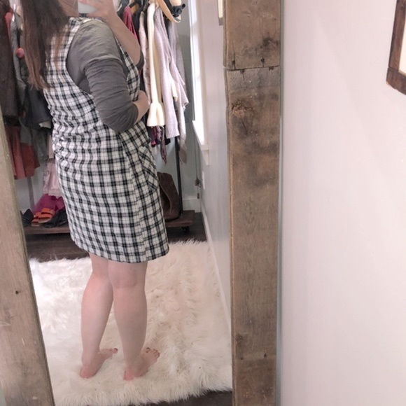 Vintage Mountain Lake casuals black plaid dress with pockets size large - Picture 3 of 5